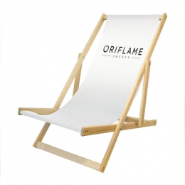 Leżak drewniany z logo Oriflame_komplet dwóch sztuk